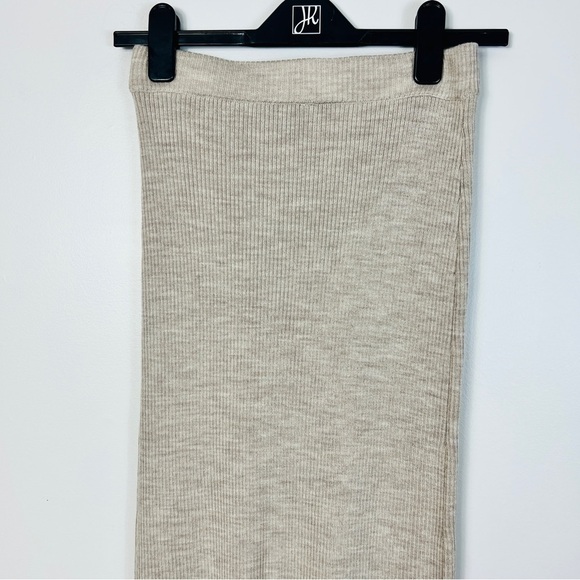 Colture 100% Merino Wool Cuagathe Tube Cream Ribbed Maxi Pencil Skirt Women XS - Picture 10 of 14
